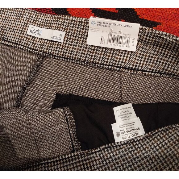 NEW Croft & Barrow Women's Houndstooth Pull-On Pants Size 0X 88% Polyester Blend - Picture 2 of 8